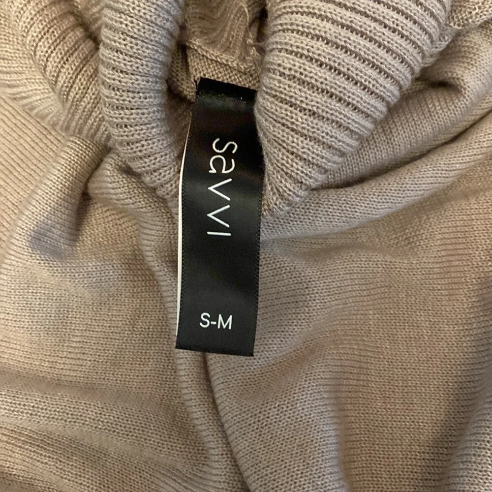 SAVVI C9 SM/MD Tan Turtle Neck Poncho Sweater - Picture 9 of 9